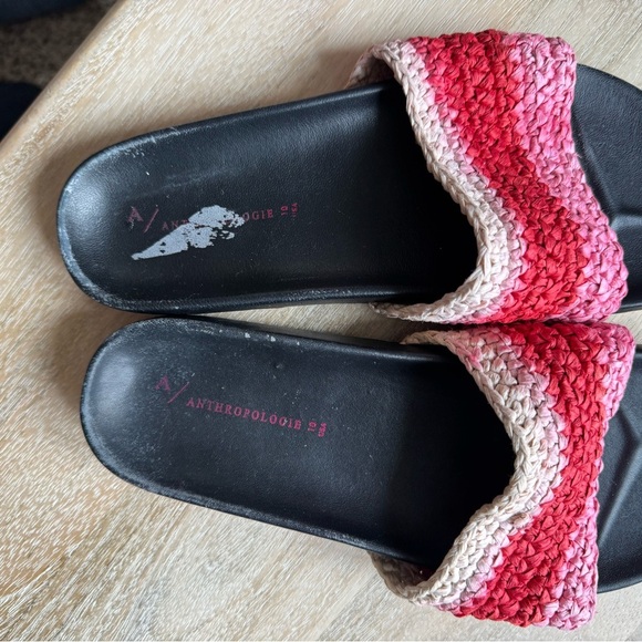 ANTHROPOLOGIE Amira Red Stripe Woven Slide Sandals - Picture 2 of 3